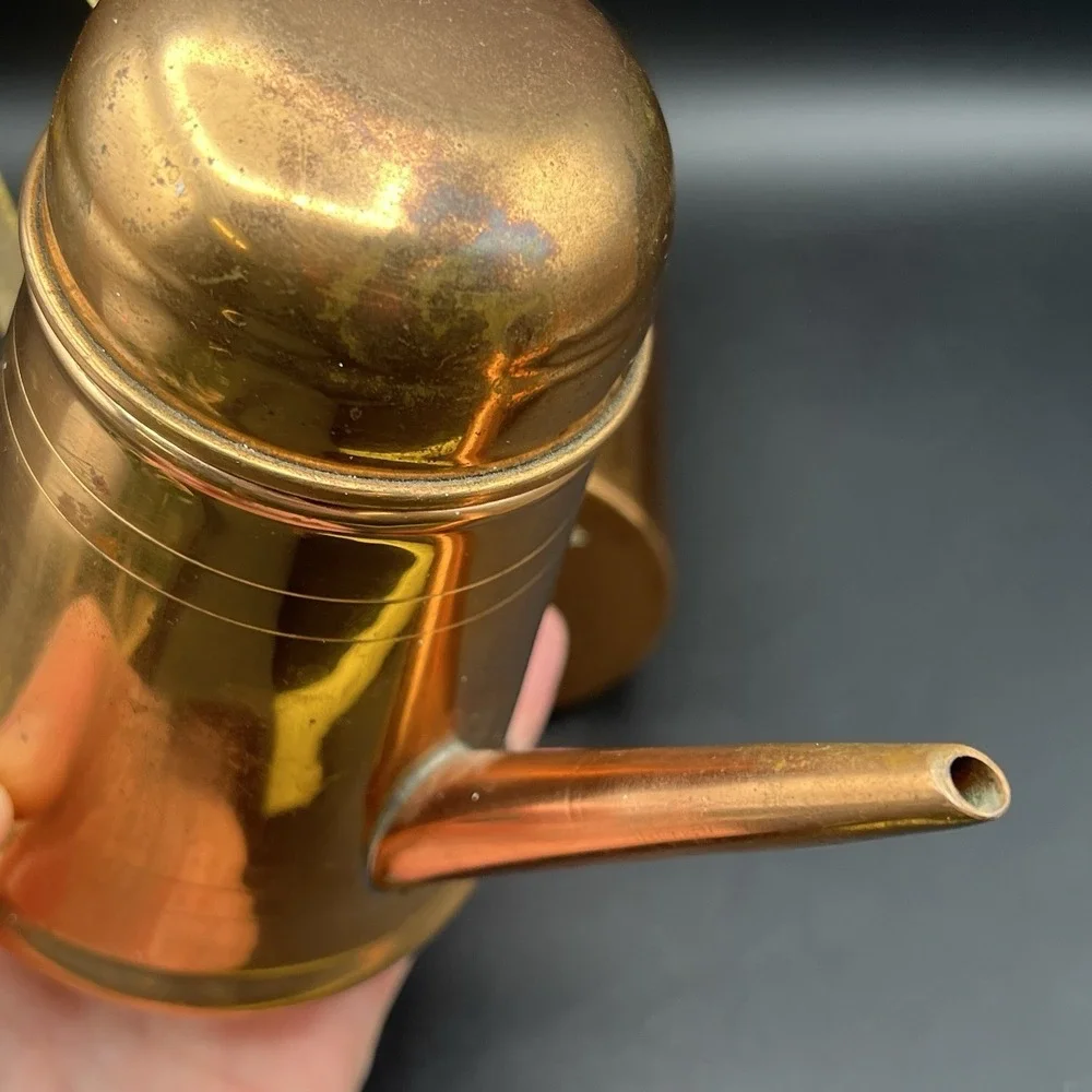 Cheese Shaker And Oil  Solid Copper & Brass Rustic Patina Made in Korea Set Of 2